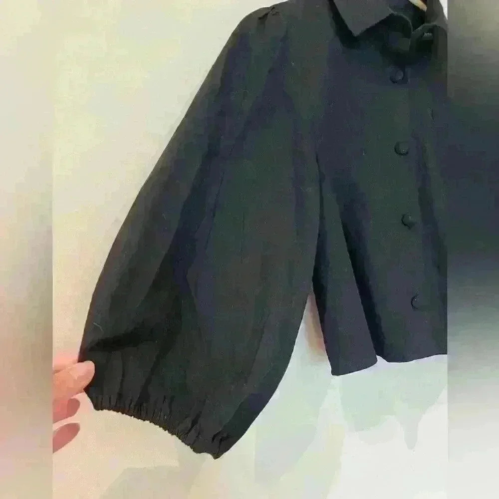 Ellandemm Black Button Down Bubble Sleeves S - image 4